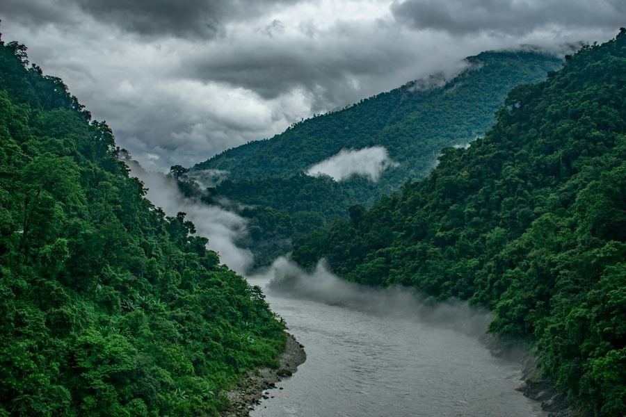 Northeast India green hills and river