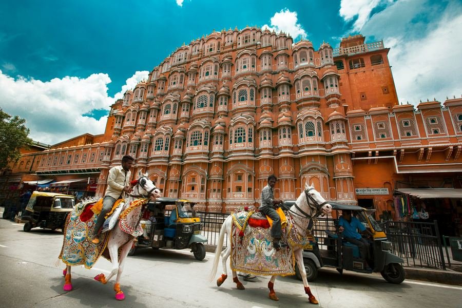 Rajasthan fort with camel cart