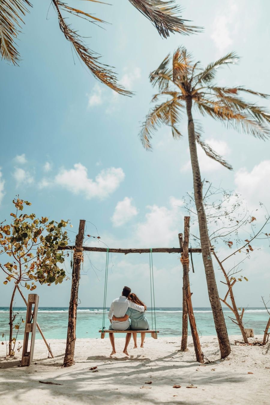 Honeymoon getaway beach swing